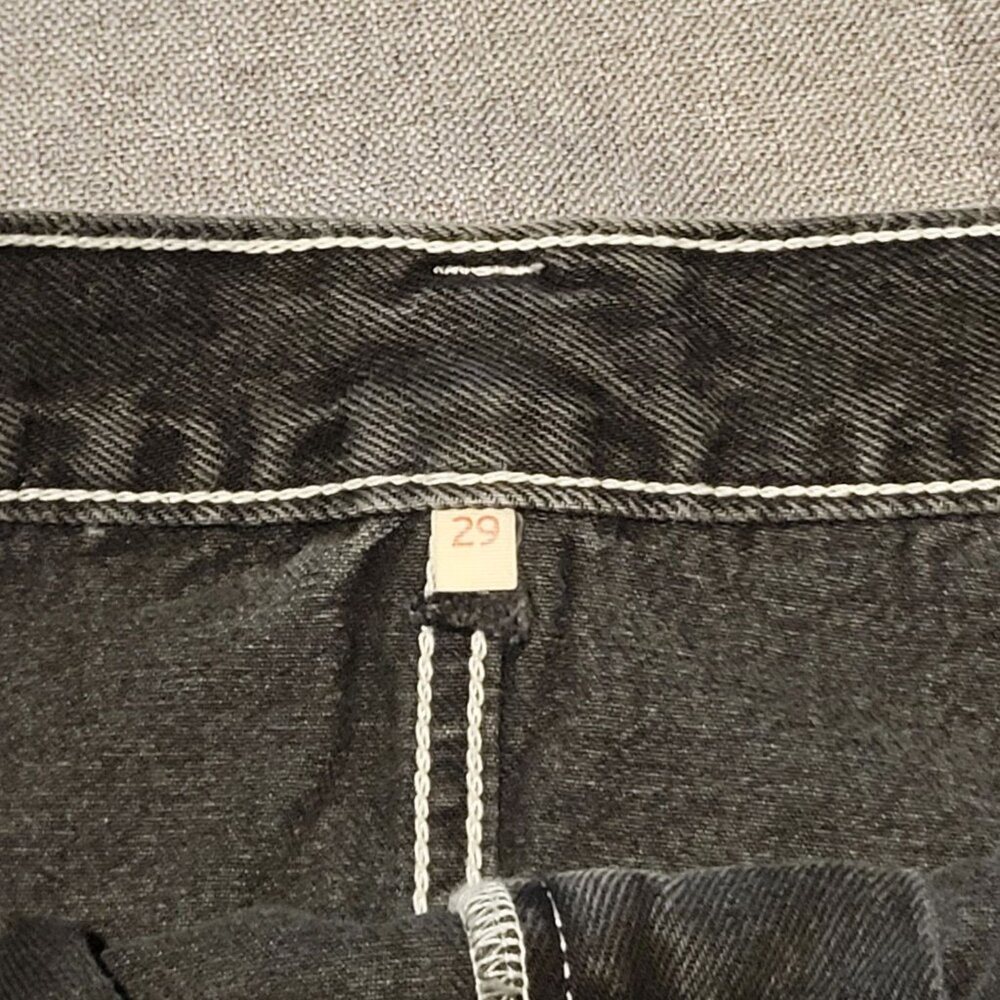 Levi’s Black Size 29 Denim Carpenter Mini Skirt Jean 100% Cotton Gray Distressed - Picture 6 of 12